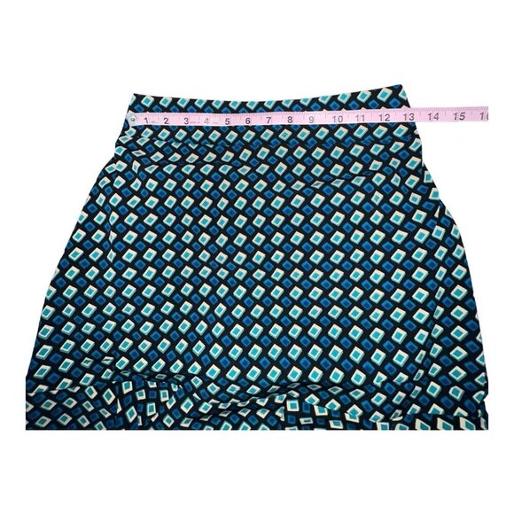 Band of The Free COLETTE TEAL DIAMOND MINI A Line Ruffle SKIRT Women Small New - Picture 4 of 9